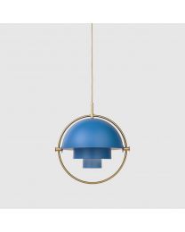 Gubi Multi-Lite Hanging Lamp Brass Base Blue