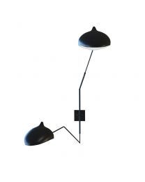 Serge Mouille Two Arm, One Curved One Straight Wall Lamp