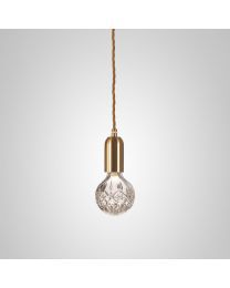 Lee Broom Clear Crystal Bulb and Brushed Brass Pendant Set